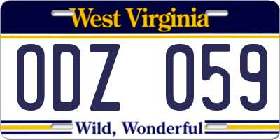 WV license plate ODZ059