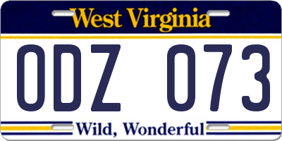 WV license plate ODZ073