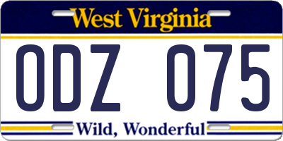 WV license plate ODZ075