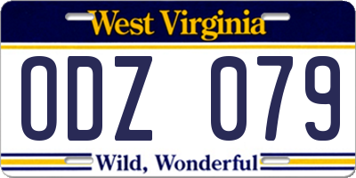 WV license plate ODZ079