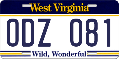 WV license plate ODZ081