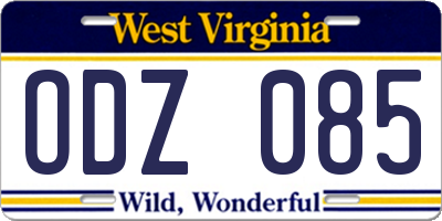 WV license plate ODZ085