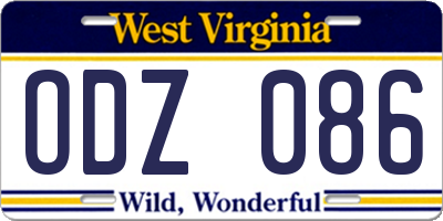 WV license plate ODZ086