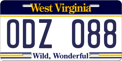 WV license plate ODZ088