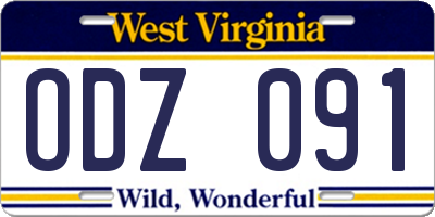 WV license plate ODZ091