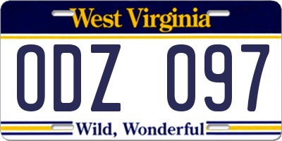 WV license plate ODZ097