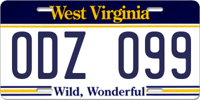 WV license plate ODZ099