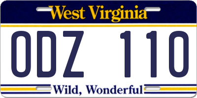 WV license plate ODZ110
