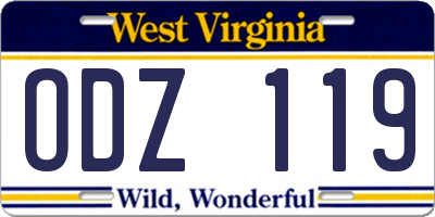 WV license plate ODZ119