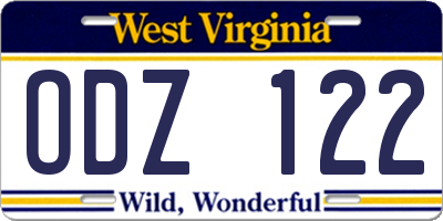 WV license plate ODZ122