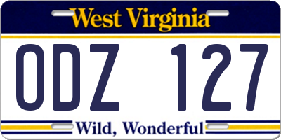 WV license plate ODZ127