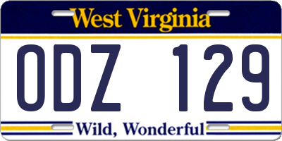 WV license plate ODZ129