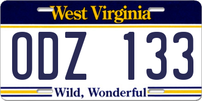 WV license plate ODZ133
