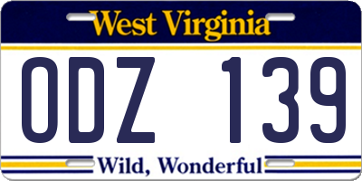 WV license plate ODZ139