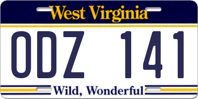 WV license plate ODZ141