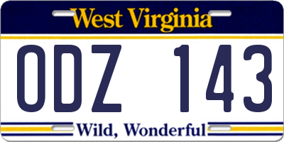 WV license plate ODZ143