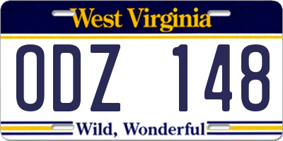 WV license plate ODZ148