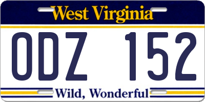 WV license plate ODZ152