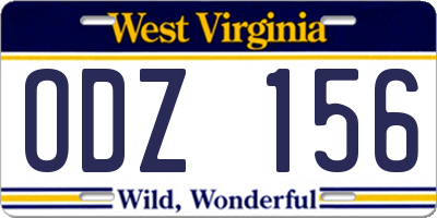 WV license plate ODZ156