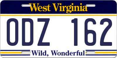 WV license plate ODZ162