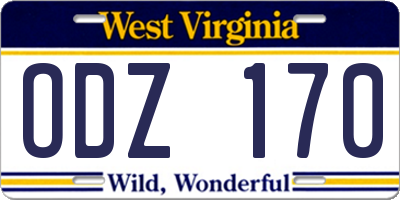 WV license plate ODZ170