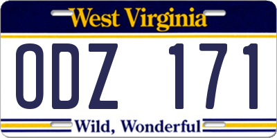 WV license plate ODZ171