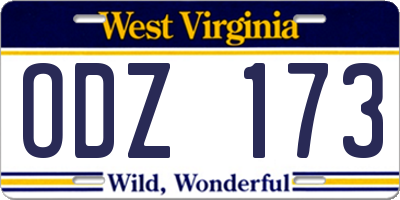 WV license plate ODZ173