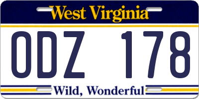 WV license plate ODZ178