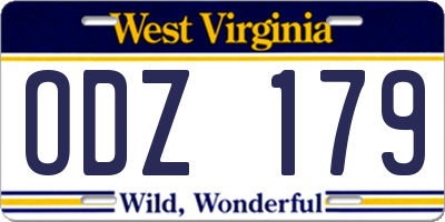 WV license plate ODZ179