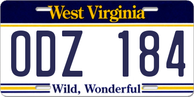 WV license plate ODZ184