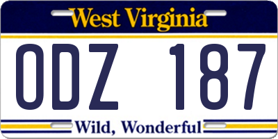 WV license plate ODZ187