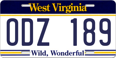 WV license plate ODZ189