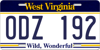 WV license plate ODZ192