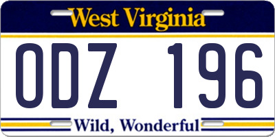 WV license plate ODZ196