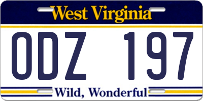 WV license plate ODZ197
