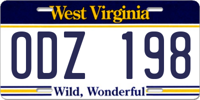 WV license plate ODZ198