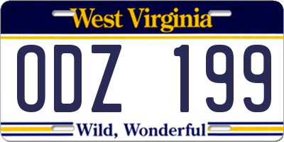 WV license plate ODZ199