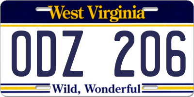 WV license plate ODZ206