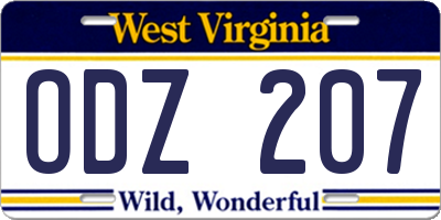 WV license plate ODZ207