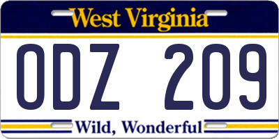 WV license plate ODZ209