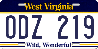 WV license plate ODZ219