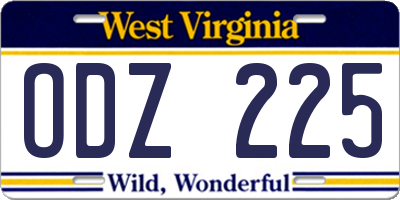 WV license plate ODZ225