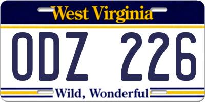WV license plate ODZ226