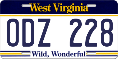 WV license plate ODZ228