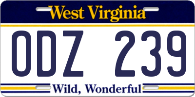 WV license plate ODZ239