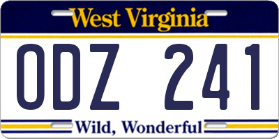 WV license plate ODZ241
