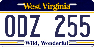 WV license plate ODZ255