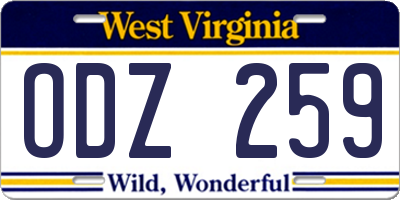 WV license plate ODZ259