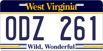 WV license plate ODZ261