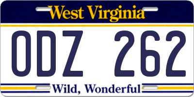 WV license plate ODZ262